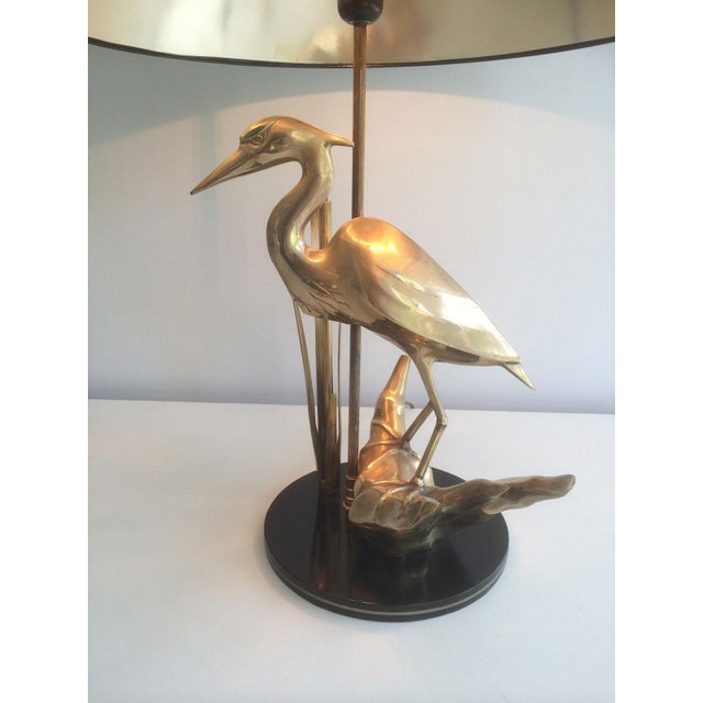 Brass Brass Heron Table Lamp, French Work in the Art Deco Style Circa 1970 For Sale - Image 8 of 12