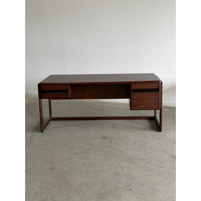 Wood Mid-Century Modern Danish Rosewood Executive Desk – Floating Top For Sale - Image 7 of 18