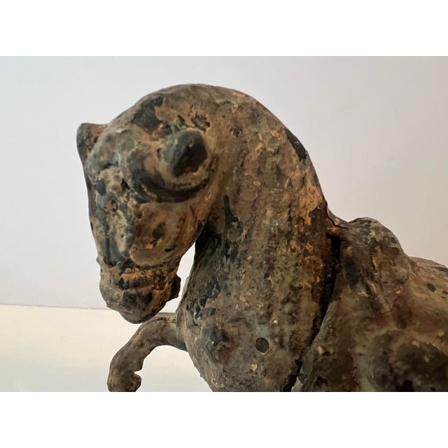 Brutalist Vintage Cast Iron Chinese Tang Dynasty Horse Sculpture For Sale - Image 3 of 4