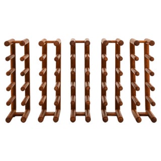 Vintage Wine Racks in Teak, 1950s, Set of 5 For Sale