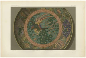 Audsley, Decorative Plate with Phoenix and Floral Motifs, 1884, Paper