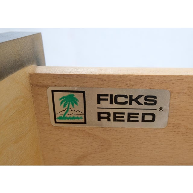 Mid-Century Modern Ficks Reed Black Lacquer Faux Bamboo Solid Brass Pulls Two Drawer Console Desk For Sale - Image 3 of 12