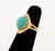 14K Yellow Gold Turquoise Diamond Ring, featuring one bezel set oval turquoise cabochon weighing approx. 5.25 carats,...