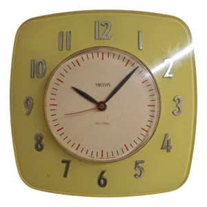 Mid-Century Modern Wall Clock with Yellow Plastic Housing from Smiths, 1960s