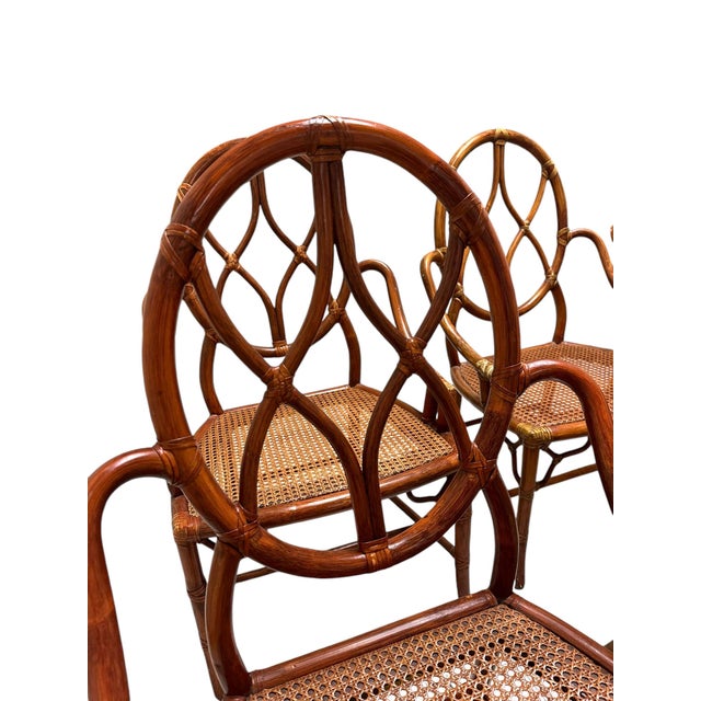 Mid 20th Century Mid 20th Century McGuire Bamboo and Rattan Dining Chairs - Set of 6 For Sale - Image 5 of 12