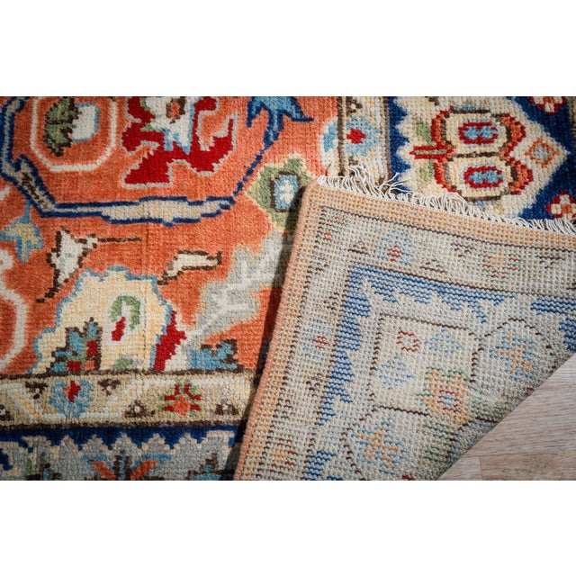 Traditional 8x10 Rust Traditional Floral Oushak Hand Knotted Wool Carpet Rug For Sale - Image 3 of 6