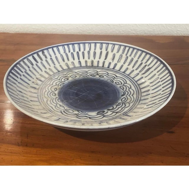 Antique 20th Century Qing Dynasty Blue & White Plate (9..5" Dia.) For Sale - Image 10 of 10