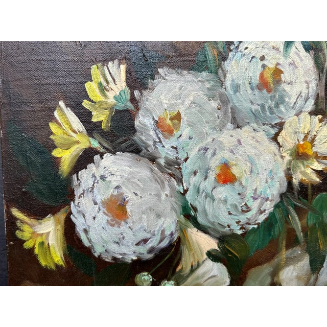 White Vintage Still Life Floral Oil Painting For Sale - Image 8 of 11