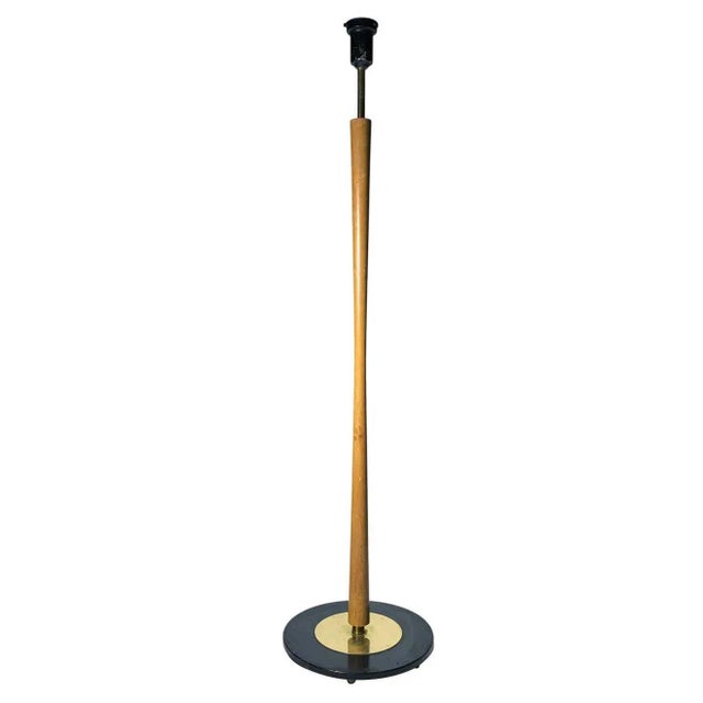 Vintage Lightolier Turned Concave Wood Staff Floor Lamp For Sale In Chicago - Image 6 of 6