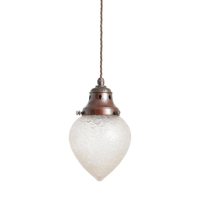Antique Brass Acorn Pendant Light from Holophane, 1930s For Sale