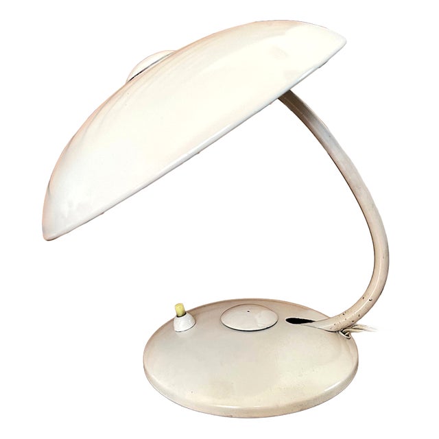 Bauhaus German White Painted Brass Desk Lamp from Helo Leuchten, 1950s For Sale