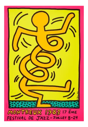 Keith Haring, Red and Yellow Montreux Festival De Jazz Poster, 1983, Screenprint