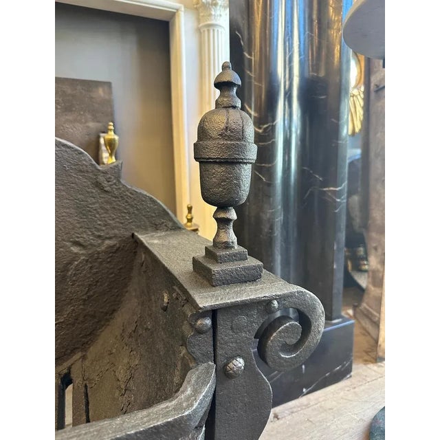 Large Late 18th Century English Wrought Iron Fire Grate, 1780s For Sale - Image 3 of 11