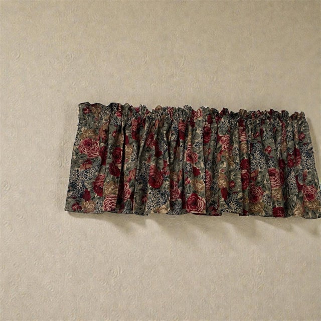 Boho Chic Pack of 2 Red Floral Valances 16x45 Each New For Sale - Image 3 of 12