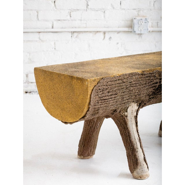 Faux Bois Cast Stone Garden Bench For Sale - Image 4 of 9