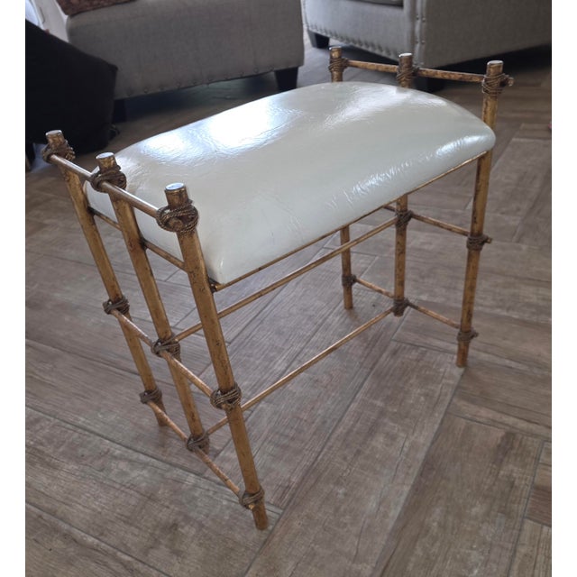 Metal Maitland Smith Gilt Metal Bench For Sale - Image 7 of 12