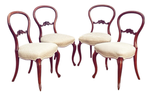 Victorian Walnut Balloon Back Dining Chairs, Set of 4