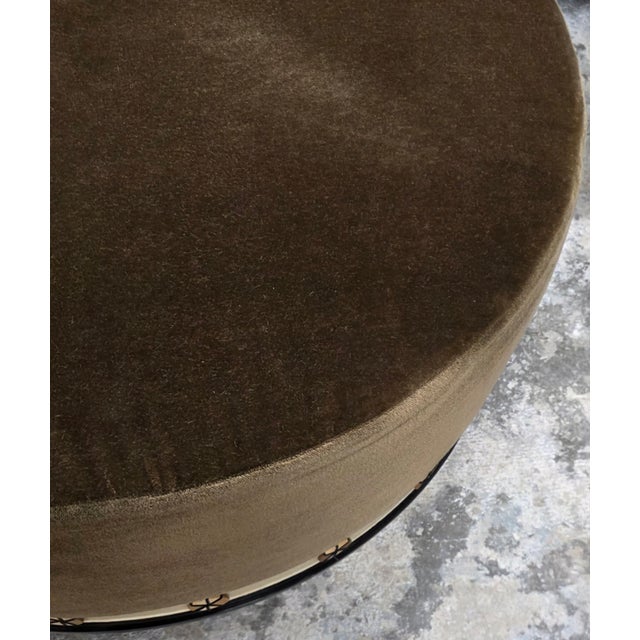 A. Rudin 36" Round Mohair Ottoman For Sale - Image 11 of 13