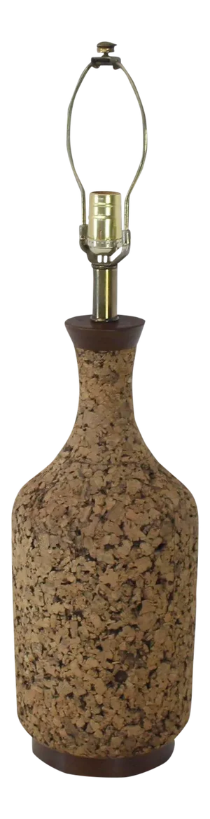 Large Bottle Shaped Cork and Walnut Table Lamp