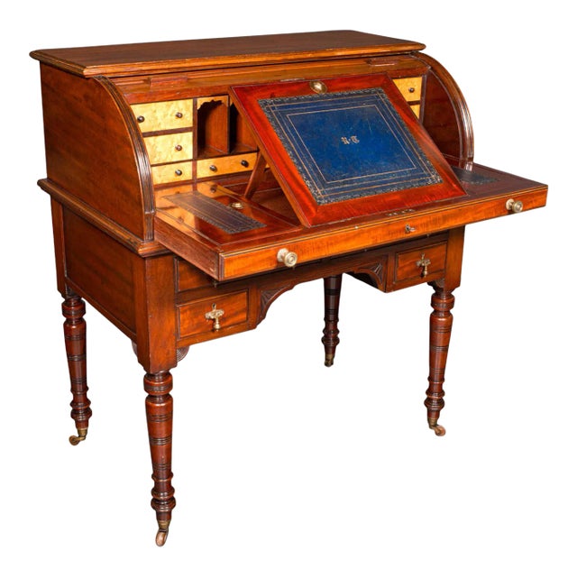 1880s Antique Victorian English Roll-Top Desk For Sale
