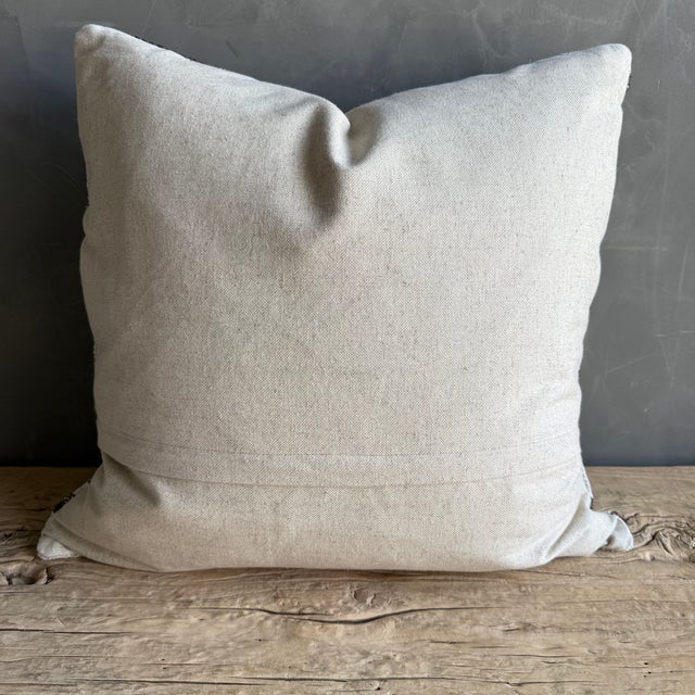 Linen Vintage Rug Pillow Cover With Stripes For Sale - Image 8 of 8