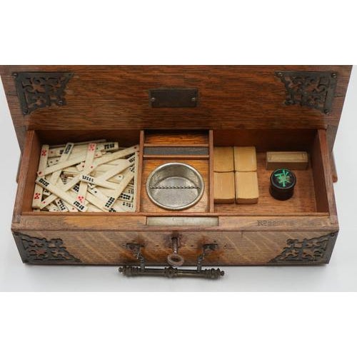 Antique Asian Oriental Mahjong Set of 148 Tiles in Edwardian Oak Box, Set of 149 For Sale - Image 5 of 18