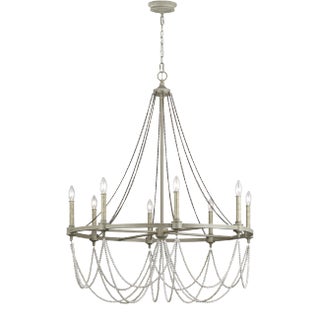 Sean Lavin by Visual Comfort Studio Beverly Large Chandelier, French Washed Oak/Distressed White Wood For Sale