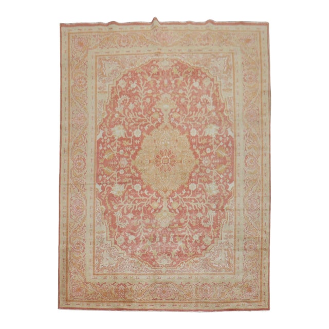 Antique Zabihi Collection Turkish Sivas soft Red Gold Rug - 7'2" x 9'8" For Sale