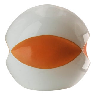 Mid-Century Modern Space Age Orange and White Italian Opaline Glass Globular Lampshade, 1970s For Sale