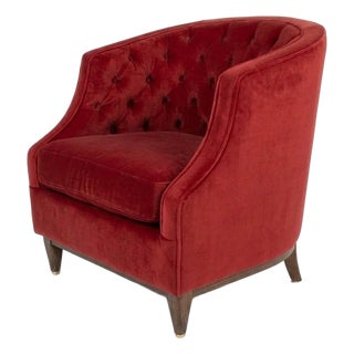 Classic Button-Tufted Barrel Accent Chair For Sale