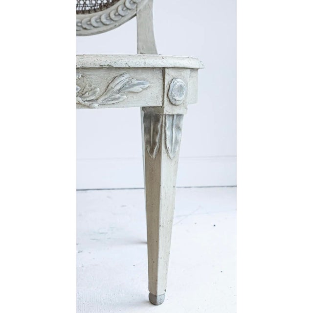 18th Century Pair of 18th Swedish Gustavian Style Oval Back Cane Salon Chairs For Sale - Image 5 of 6