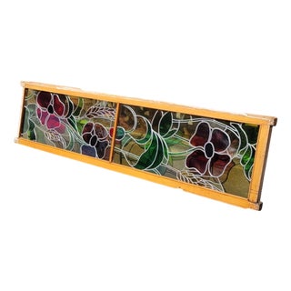 Large Art Nouveau Stained Glass Door Panel, 1900 For Sale