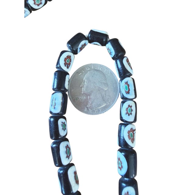 Vintage Venetian Millefiori Black and White African Trade 108 Beads Necklace For Sale In New York - Image 6 of 6