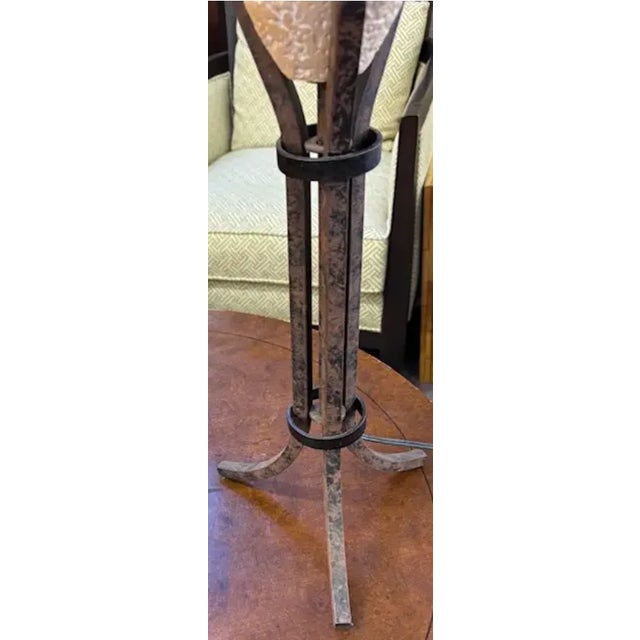 Mid-Century Modern Mid Century Iron Lamp, Signed For Sale - Image 3 of 6