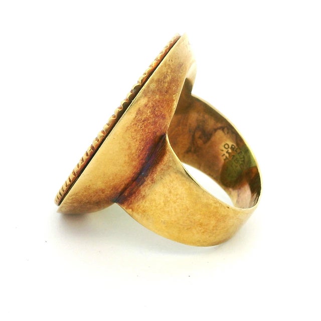 1960s Vintage Italian 18k Gold Jade Statement Ring by Corletto, Size 8 For Sale - Image 5 of 10