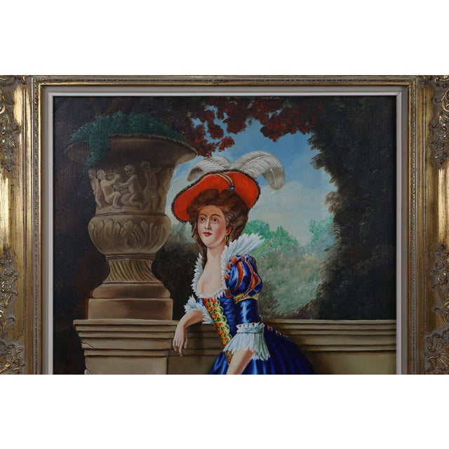 Baroque French Artist, Baroque Style Portrait of Madame Louise-Elisabeth of France, 1950s, Oil on Canvas For Sale - Image 3 of 11