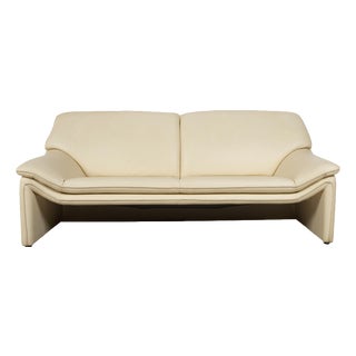 Lauser Atlanta Leather Three-Seater Beige Cream Sofa Couch For Sale