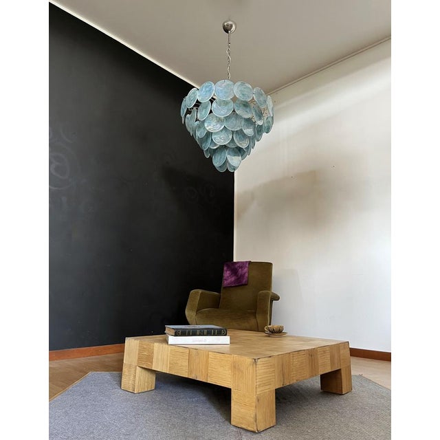 Space Age Murano Chandelier with 57 Blue Albaster Iridescent Glasses, 1990s For Sale - Image 16 of 18
