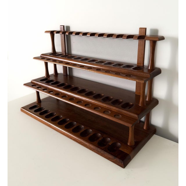 Mid-Century Decatur Industries Walnut 36-Pipe Display Rack For Sale - Image 10 of 12