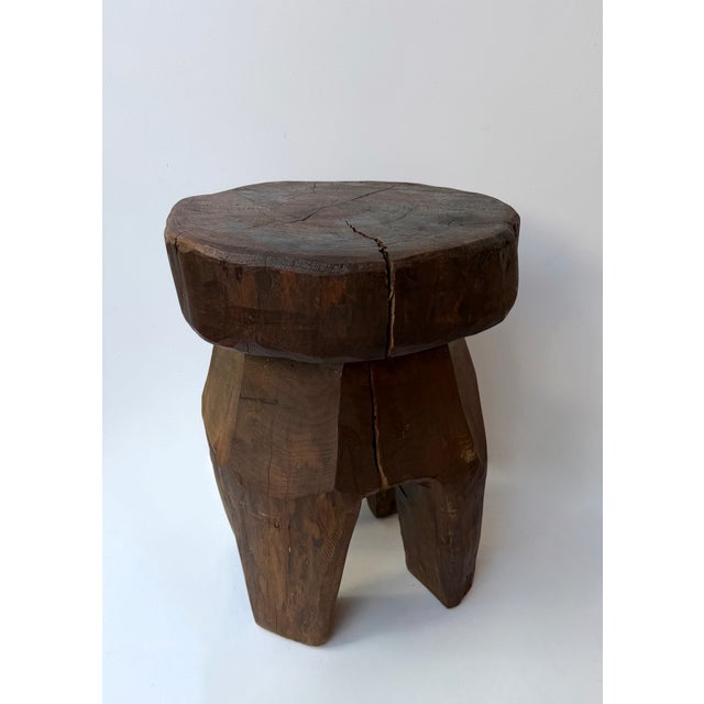 Mid-Century Modern Mid-Century Modern Pair of Brutalist Massive Wood Mushroom Stools. Italy, 1960s For Sale - Image 3 of 13