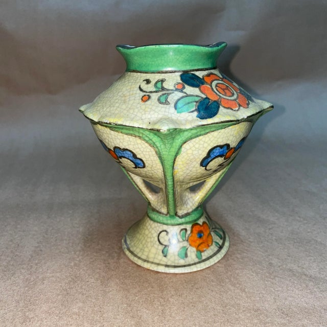1930s Antique Hand Painted Japanese Vase For Sale - Image 5 of 8