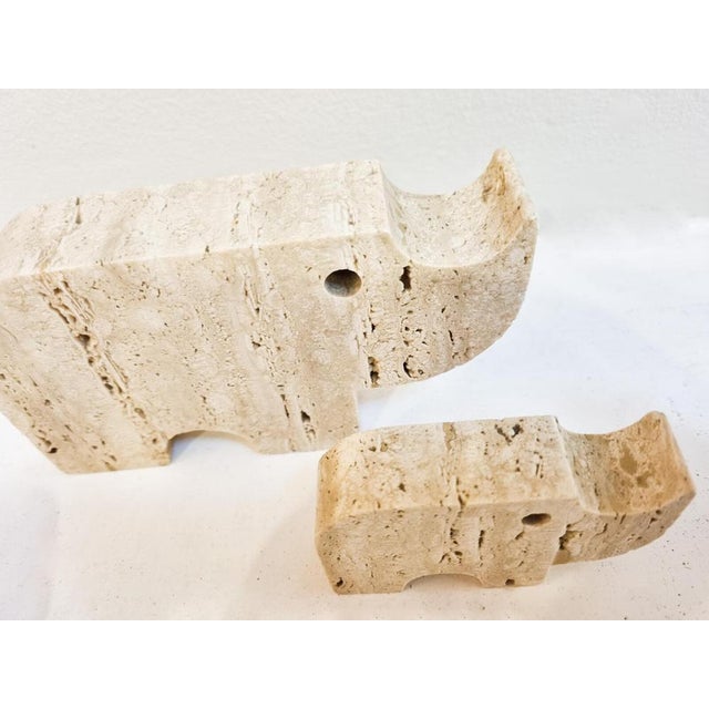 White Italian Brutalist Travertine Rhinoceros Sculptures attributed to Fratelli Mannelli, Italy, 1970s, Set of 4 For Sale - Image 8 of 9