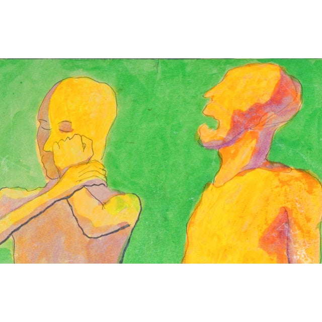 Evocative figurative in florescent hues by Louis Nadalini (American, 1927-1995). Signed lower right corner and dated...