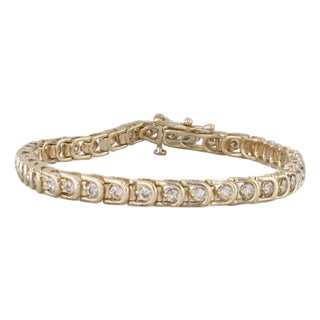1.75ctw Diamond Tennis Bracelet 14k Yellow Gold 7" 4.7mm For Sale