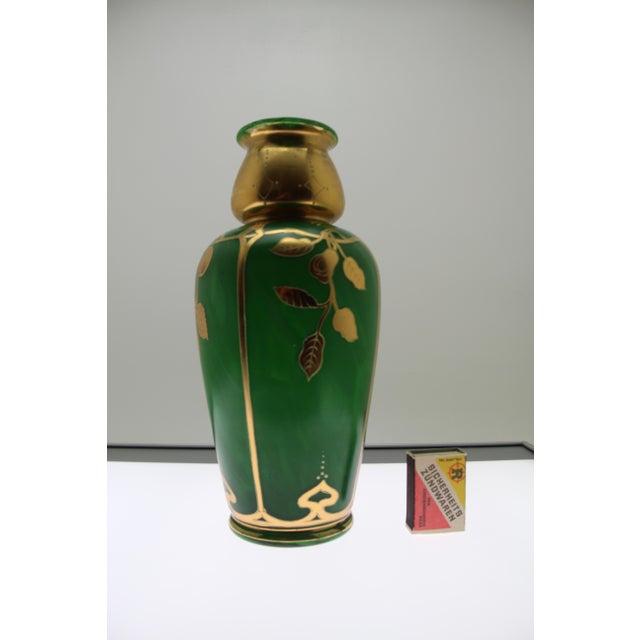 Gold Art Nouveau Bohemia Vase Malachite Glass from Harrach, 1890s For Sale - Image 8 of 8