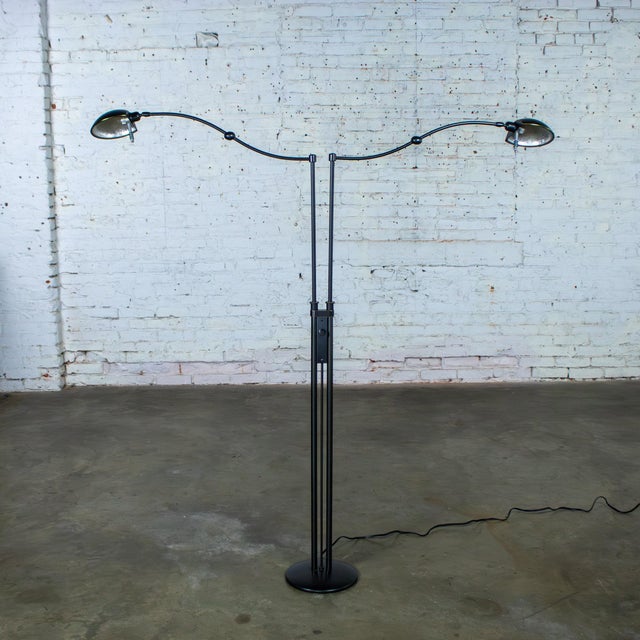 Black Late 20th Century Postmodern Floor Lamp Model 2505 by Holtkotter Leuchten Twin Arm Black Metal For Sale - Image 8 of 18