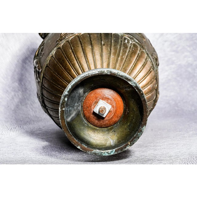 Large Cast Metal Antique Victorian Neoclassical Greek Grand Tour Style Urn Vase For Sale - Image 12 of 12