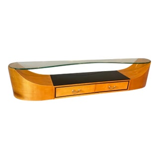 Art Deco Wall Console With Curved Glass Top For Sale