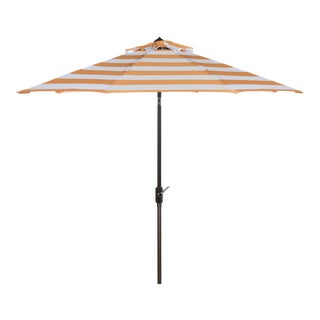 Resistant Fashion Line 9 Ft Auto Tilt Umbrella in Orange & White For Sale