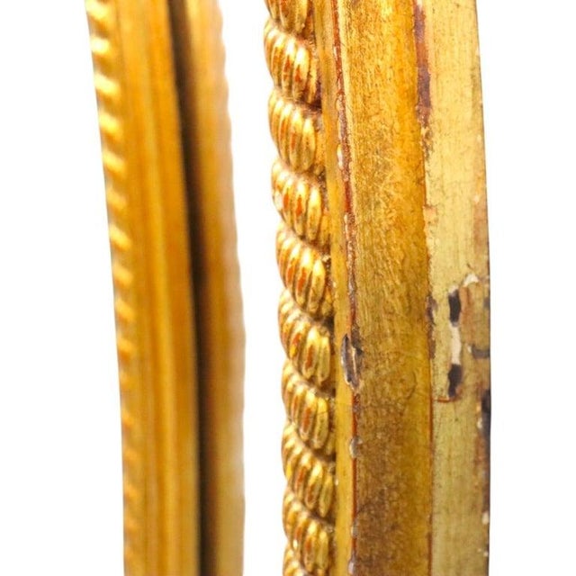 Antique Gilt Wood Parclose Oval Wall Mirror C1930 For Sale - Image 6 of 7